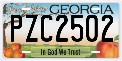 GA license plate PZC2502