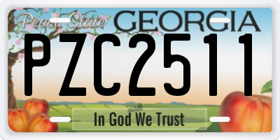 GA license plate PZC2511