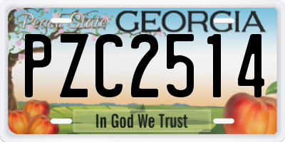GA license plate PZC2514