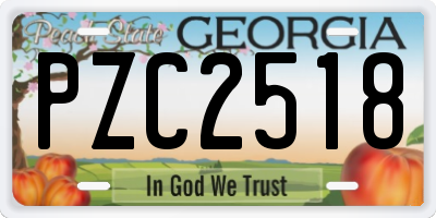 GA license plate PZC2518