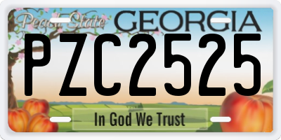 GA license plate PZC2525