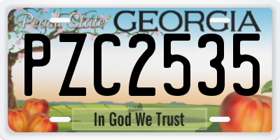 GA license plate PZC2535