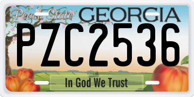 GA license plate PZC2536