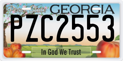 GA license plate PZC2553