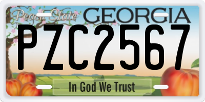 GA license plate PZC2567