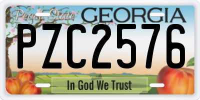 GA license plate PZC2576