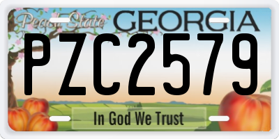 GA license plate PZC2579
