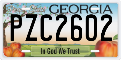 GA license plate PZC2602