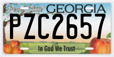 GA license plate PZC2657