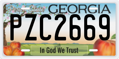 GA license plate PZC2669