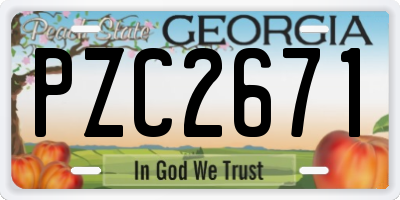 GA license plate PZC2671