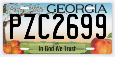 GA license plate PZC2699