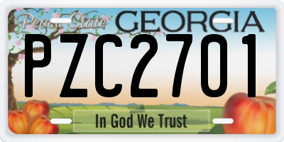 GA license plate PZC2701
