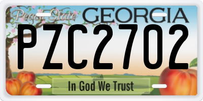 GA license plate PZC2702