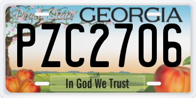 GA license plate PZC2706