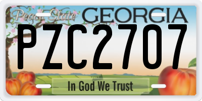 GA license plate PZC2707