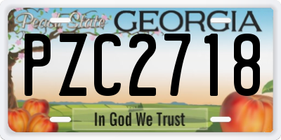 GA license plate PZC2718