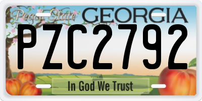 GA license plate PZC2792