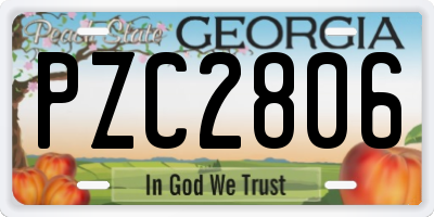 GA license plate PZC2806