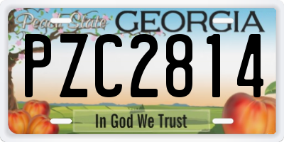 GA license plate PZC2814