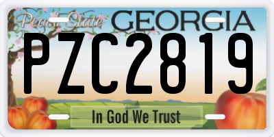 GA license plate PZC2819