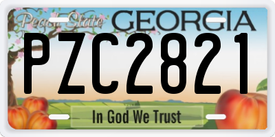 GA license plate PZC2821