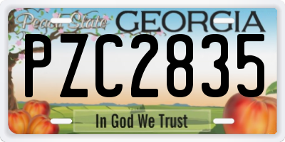 GA license plate PZC2835