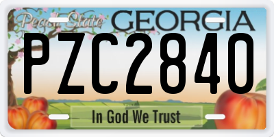 GA license plate PZC2840