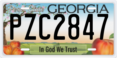 GA license plate PZC2847