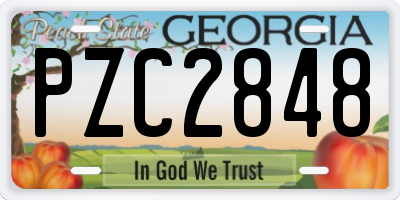 GA license plate PZC2848
