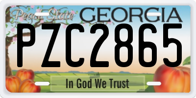 GA license plate PZC2865