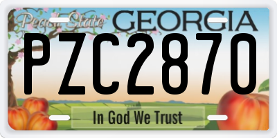 GA license plate PZC2870