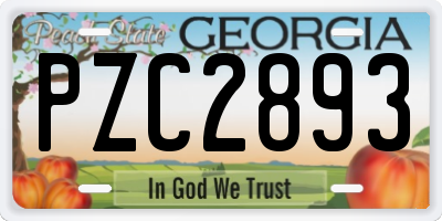 GA license plate PZC2893