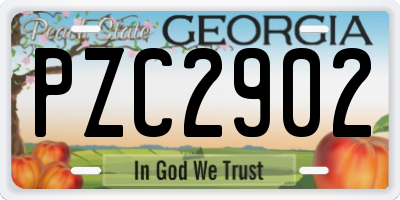 GA license plate PZC2902