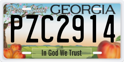 GA license plate PZC2914