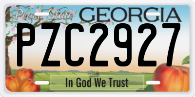 GA license plate PZC2927