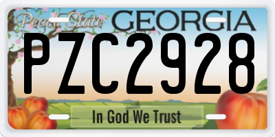 GA license plate PZC2928