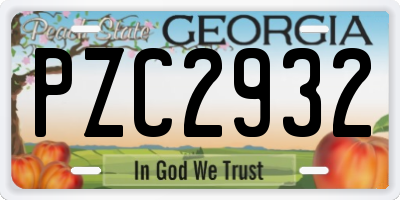 GA license plate PZC2932