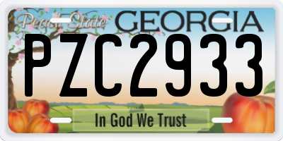 GA license plate PZC2933