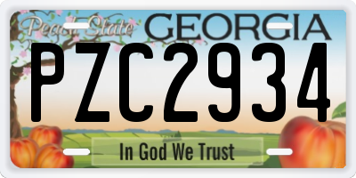 GA license plate PZC2934