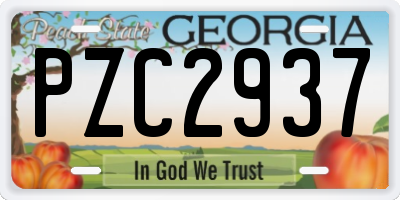 GA license plate PZC2937