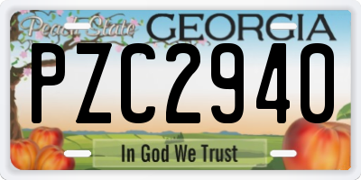 GA license plate PZC2940
