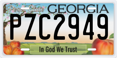 GA license plate PZC2949