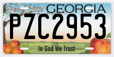 GA license plate PZC2953