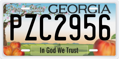 GA license plate PZC2956