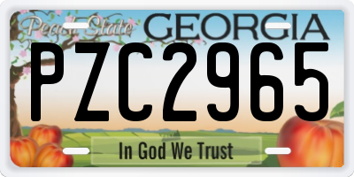 GA license plate PZC2965
