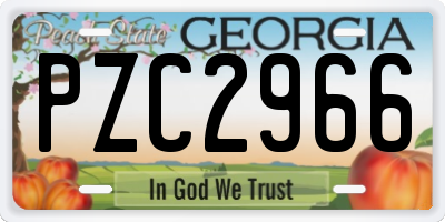 GA license plate PZC2966