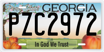 GA license plate PZC2972