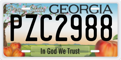 GA license plate PZC2988