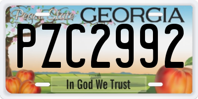GA license plate PZC2992